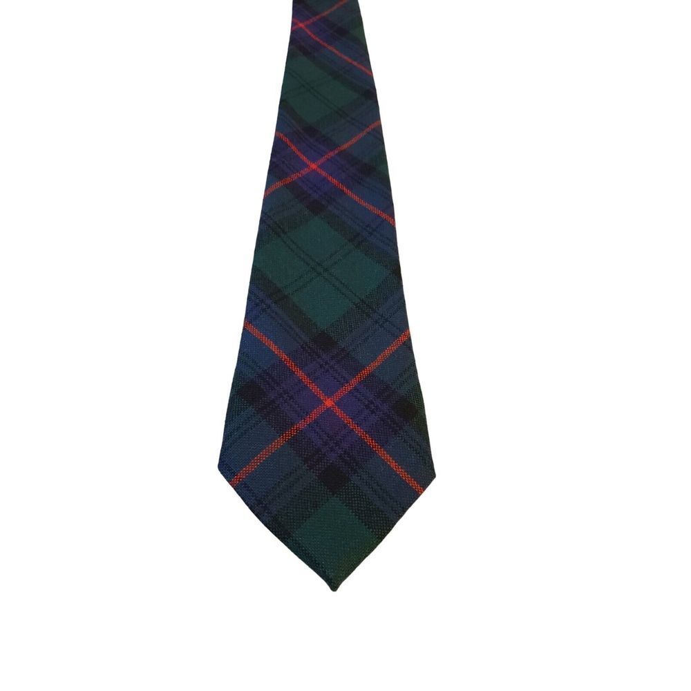 Vintage Made In Scotland 100% New Wool Tie 'Armstrong' Green Blue Plaid Neck Tie